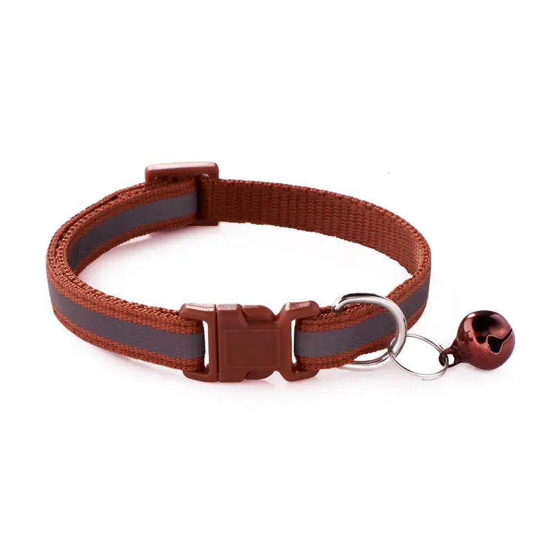 Reflective Cat Collar Safety Buckle with Bell Breakaway Pet Small Dog Collier Chain Necklace Personalized for Gatos Kitten Perro