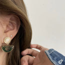 Trendy Metal Earring Retro Elegant Green Geometric Dangle Earrings For Women Fashion Simple Water Drop Jewelry Gifts