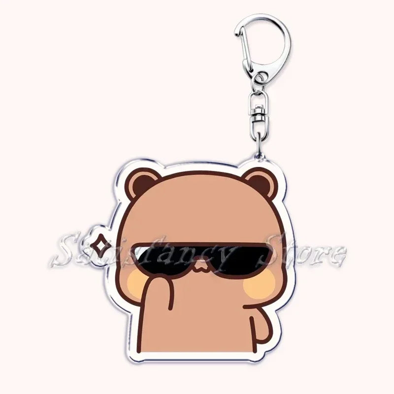 Llavero con diseño de Bubu Dudu, pareja de enamorados, oso panda, accesorios para bolso, colgante, joyería, regalos para amantes.