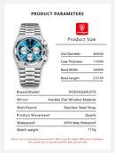 POEDAGAR Luxury Man Quartz Watch Waterproof Luminous Date Chronograph Watches For Men Stainless Steel Fashion Men's Watch Reloj