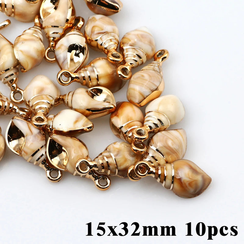 5-20pcsAcrylic Gold Plated Color Conch Sea Shell Charms Pendants Beads Jewelry Making Accessories DIY Handmade Necklace Bracelet