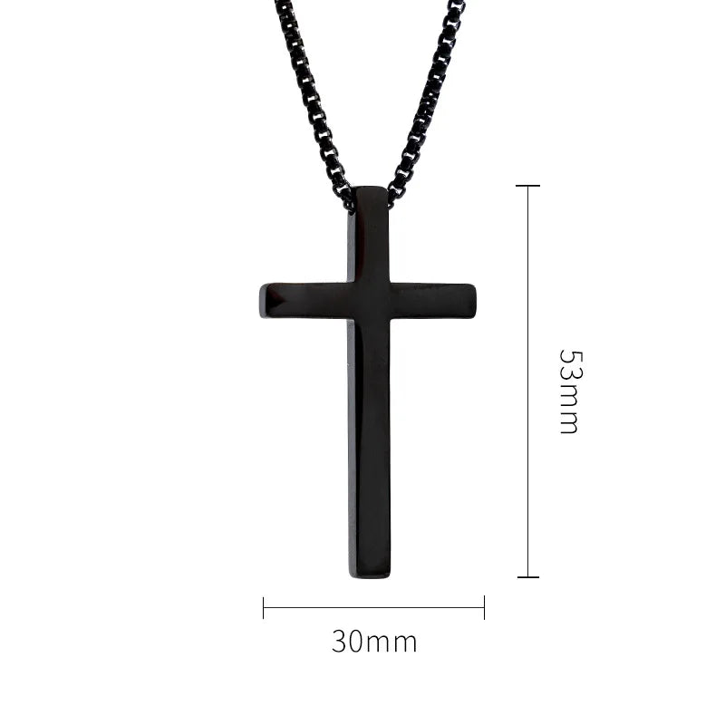 Hip hop minimalist versatile accessory, large cross pendant, stainless steel necklace