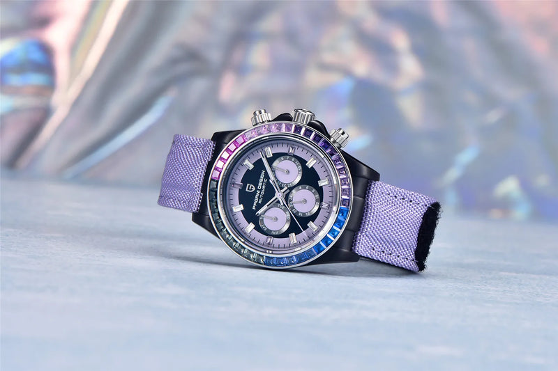 PAGANI DESIGN 40MM Rainbow Bezel Chronograph Sapphire Luxury Automatic Mechanical Watches Men's Stainless Steel Waterproof Clock