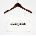 SUBMISSIVE Sexy Letters Print Women's Sexy Elastic Cotton Camis Sleeveless Short Sexy Crop Top Summer Tank Top Bar Women