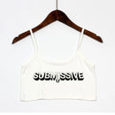 SUBMISSIVE Sexy Letters Print Women's Sexy Elastic Cotton Camis Sleeveless Short Sexy Crop Top Summer Tank Top Bar Women