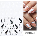 3D Snake Laser Stickers for Manicure Black Gold Abstract Leaves Luxury Nail Art Adhesive Slider Polish Decor Decals SASW-SJ