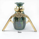 1Pc Deepeel Retro Square Embossed Bag Handles Metal Handmade Sewing Brackets Kiss Clasp Handbag Purse Frame Handle Accessories