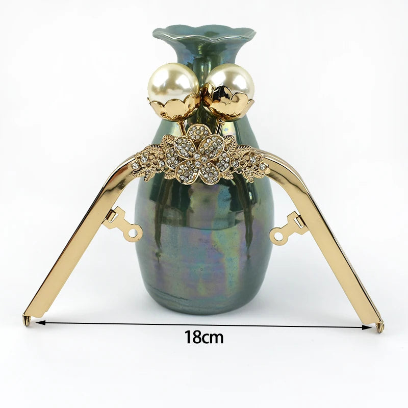 1Pc Deepeel Retro Square Embossed Bag Handles Metal Handmade Sewing Brackets Kiss Clasp Handbag Purse Frame Handle Accessories