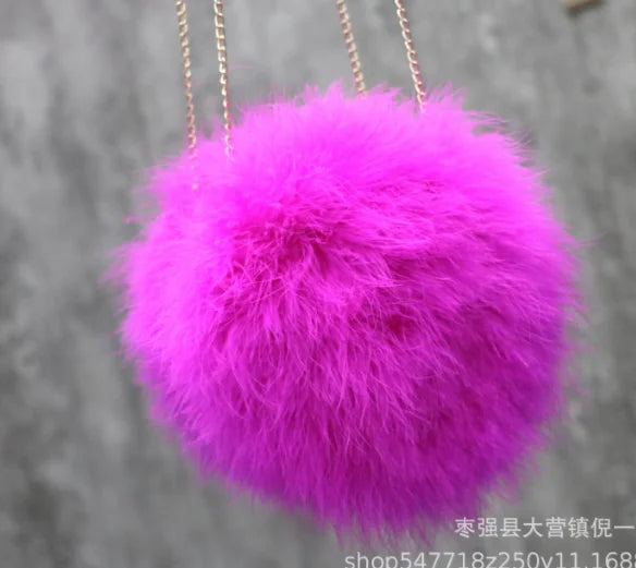 Luxury Women Ostrich Feather Evening Bags Female Party Wedding Dress Shoulder Clutch Fairy Pearl Chain Handbag Purses