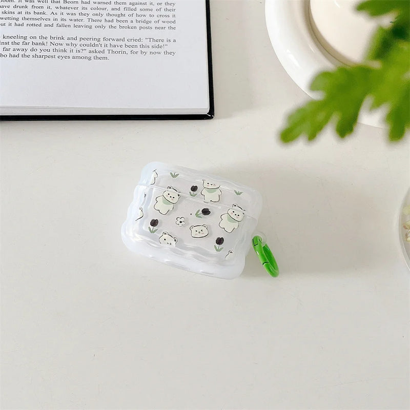 Cute Cartoon Wave Lovers Cover For Apple Airpods Pro 2nd Fashion Smile Heart Earphone Protector Cases for Airpods 1 2 3 Keyring