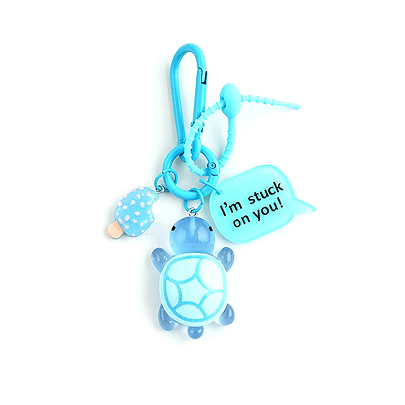 Creative Candy Color Flower Heart Pendant Keychain Cute Small Flower Key Ring Bag Pendant Accessories Luminous Turtle Pendant