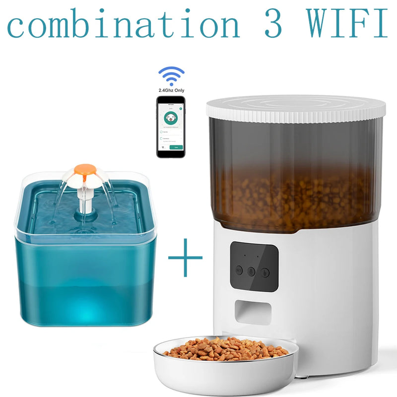 4L Pet Feeder Tuya WIFI Automatic Dog Food Dispenser Smart Cat Feeder 2L Cat Automatic Drinking Fountain Dog Water Feeder