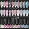 Mtssii 10PCS Reflective Gel Nail Polish Set Fluorescent Glitter Semi Permanent Hybrid Gel Varnish Soak Off UV Lamp For Manicure