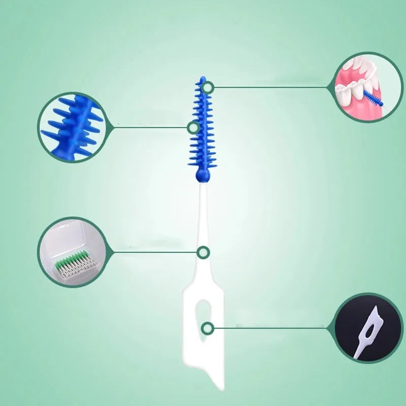 Interdental Silicone Brushes 200 Units Dental Toothpicks Brush Between Teeth With Thread Oral Cleaning Tools