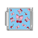 Sweet Red Cherry Bow Knot Heart Pendant Cherry Italian Charm Links Fit 9mm Stainless Steel Bracelet Women Jewelry DIY Making