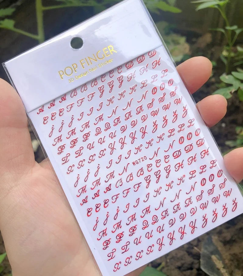 Newest Black Numbers English Letter Design 3d Self Adhesive Decal Slider DIY Decoration Manicure Tools Nail Sticker Accessories