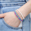 17Pcs Random Color Mixing Elastic Beaded Bracelets Bohemian Stackable Beaded Stretch Bracelets Colorful Boho Beach Bracelet Set