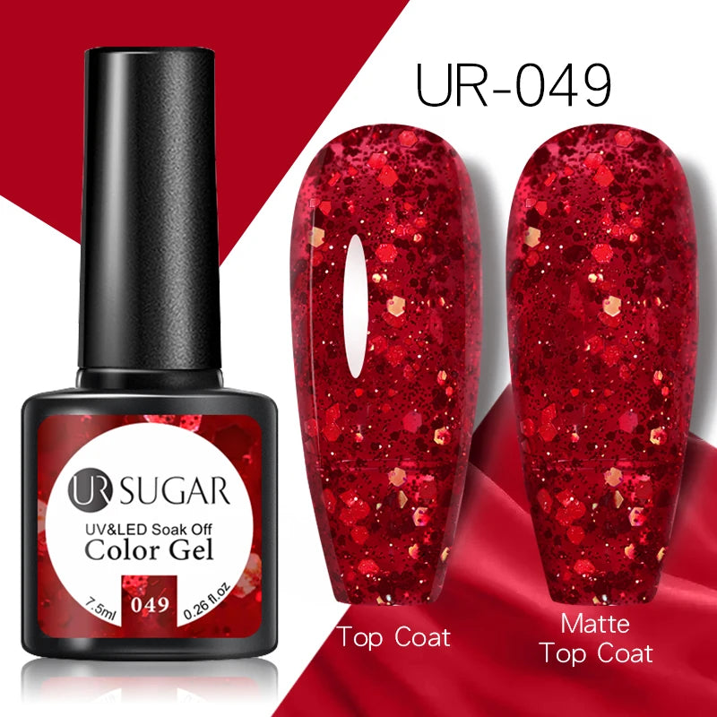 UR SUGAR - Esmalte de uñas en gel semipermanente rosa nude con purpurina, color sólido, 7,5 ml, para manicura semipermanente UV LED