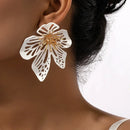 Exaggerated Geometric Flower Metal Stud Earrings For Women Party Gift Holiday Fashion Jewelry Ear Accessories AE126