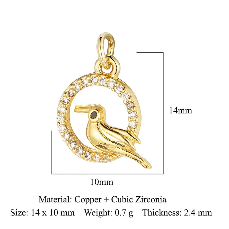 Fashion Cat Horseshoe Copper CZ Cycling Charm Wholesale Bear Butterfly Racket Pendant For Bracelet Necklace Making