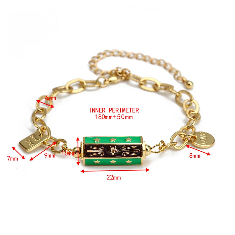 Lucky Eye Cuban Link Chain Evil Eye Charm Enamel Bracelet Adjustable Round Pendant Bracelet for Women Girls Men Jewelry BT338