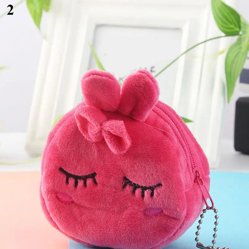 Cartoon Plush Animal Shape Mini Wallet Cute Pig Cat Sheep Wallets Creative Lovely Rabbit Plush Coin Purse Women Bag Accessories
