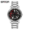 Hot Sell Fashion Men Quartz WristWatch Creative 360 Degree Rotating Car Wheel Quartz Watch Leather Waterproof Rim Hub Clock Men