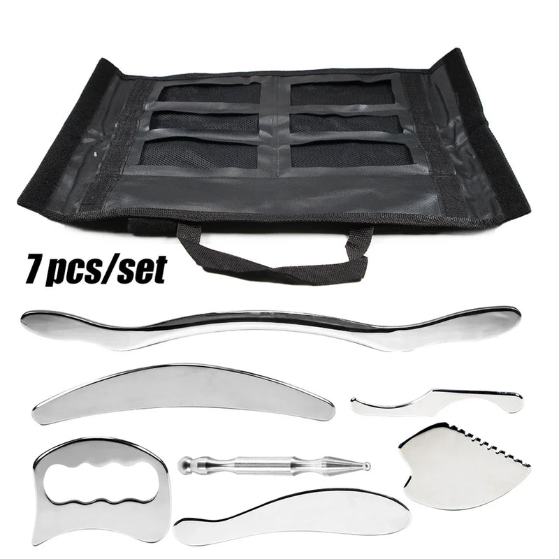 1/2/4/5/7pcs Stainless Steel Gua Sha Scraping Massage Tool IASTM Tools Help Relieve Sore Muscles,Soft Tissue Mobilization Tool