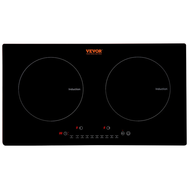 VEVOR 2 Burners Electric Induction Cooktop Stove Hob Built-in Burner Cooker Sensor Touch Control Magnetic Cooker Hot Plate