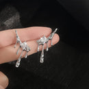 Lava Waterdrop Inlaid Square Zircon Stud Earrings Personality Creativity Irregular Silver Color Ear Wedding Jewelry Gift