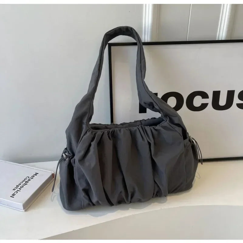 Nylon Cloth Bag Women Tote Bag Large Capacity Summer 2024 New All-Match Ins One-Shoulder College Student Class Bag Lady Handbag