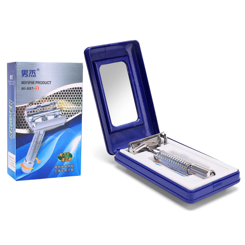 Barber Men's Traditional Double Edge Chrome Shaving Safety Razor for Male Premium Metal Manual Shavers