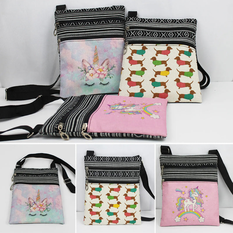 DIY Personal Custom Printed Lady Shoulder Bag Cute Messenger Flap Bag Female Mini Ladies Bag Double Zipper Ladies Messenger Bag