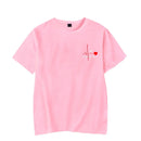 Summer Couple Heart Beats for You Print T Shirt Causal Women Man Tee Shirt Couples T Shirts O Neck Tops Harajuku Lovers Clothing