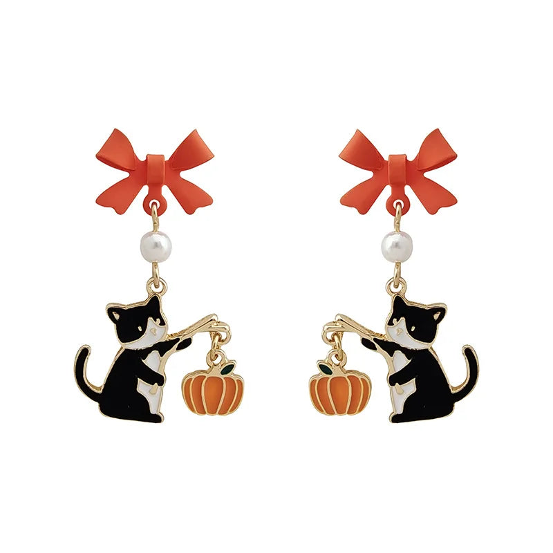 Mihan Cute Jewelry Animal Earrings Halloween Party Gifts 925 Silver Needle Lovely Design Pumpkin Earrings For Women Girl