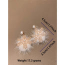 New Christmas snowflake earrings for women, zircon pearl plush Ear studs, birthday gift for girls