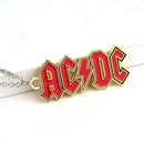 AC DC Logo Pendant Necklace Keychain Rock Band Women Men's Punk Jewelry For Fans Gift