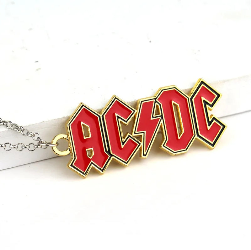 AC DC Logo Pendant Necklace Keychain Rock Band Women Men's Punk Jewelry For Fans Gift