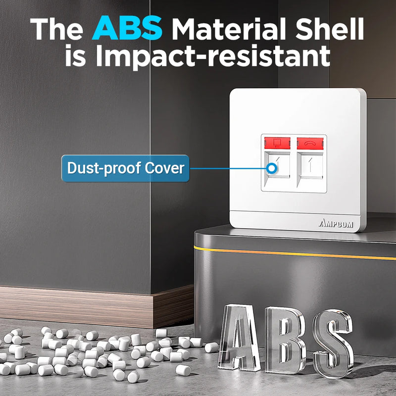 AMPCOM RJ11 RJ45 Faceplate Wall Socket Wallplate Face plate 1-Port 2-Port 4-Port Networking Telephone Socket Outlet Mount Panel
