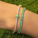 Spring New Arrived Fashion Party Jewelry 3mm Prong Set CZ Tennis Chain Rainbow Daisy Flower Charm Colorful Rainbow Bracelet