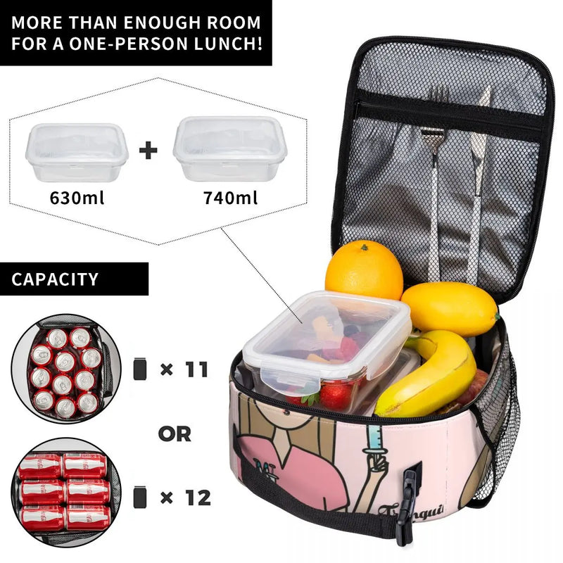 Enfermera En Apuros Insulated Lunch Bags Nurse Medical Lunch Container Thermal Bag Tote Lunch Box School Travel Men Women