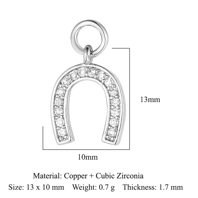 Fashion Cat Horseshoe Copper CZ Cycling Charm Wholesale Bear Butterfly Racket Pendant For Bracelet Necklace Making