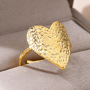 Stainless Steel Big Heart Rings For Women Men Gold Color Open Ring Female Male Fashion Party Finger Jewelry Gift 2024 New Trend
