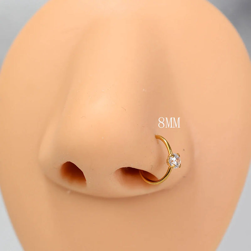 1Pair Mini Tragus Helix Piercings Stainless Steel Septum Nose Ring Studs Crystal Zircon Hoop Earrings Body Jewelry for Women Men