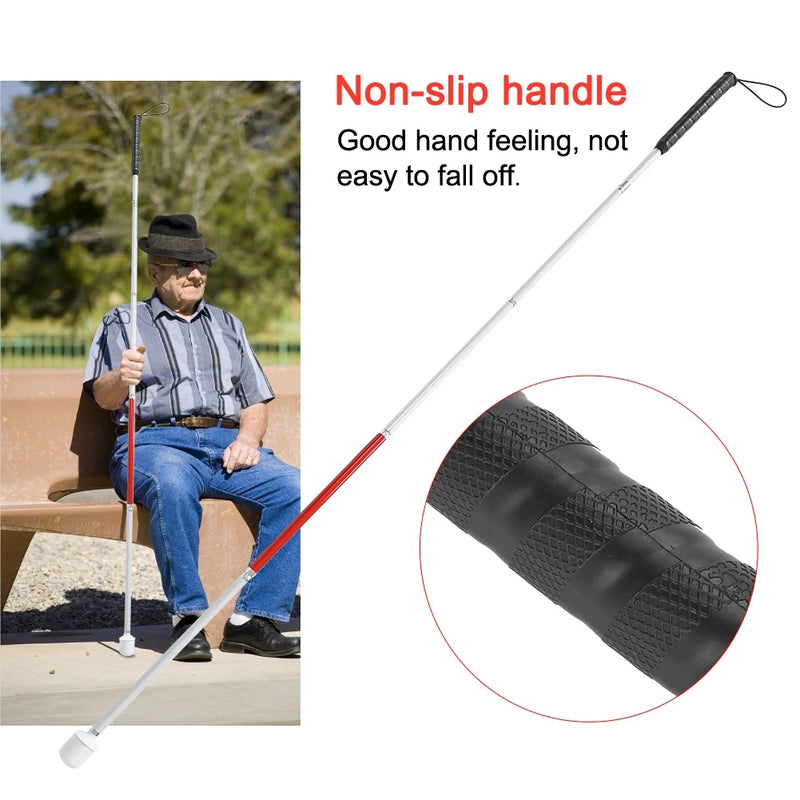 135cm Blind Guide Walking Stick Aluminum Alloy Reflective Stick 5 Section Folding Cane Elderly Crutch Hiking Trekking Pole Trail