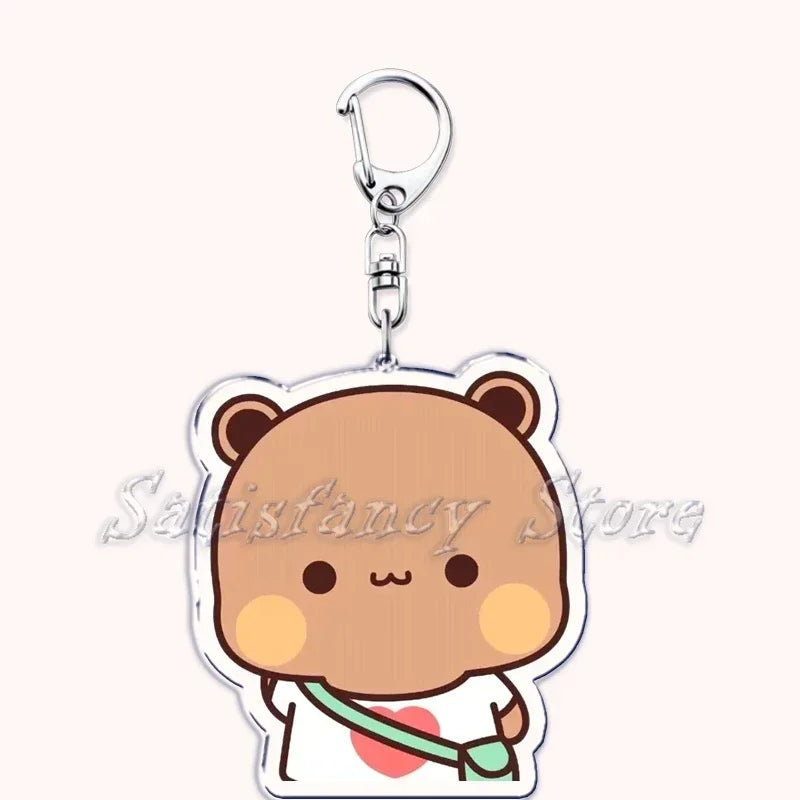 Llavero con diseño de Bubu Dudu, pareja de enamorados, oso panda, accesorios para bolso, colgante, joyería, regalos para amantes.