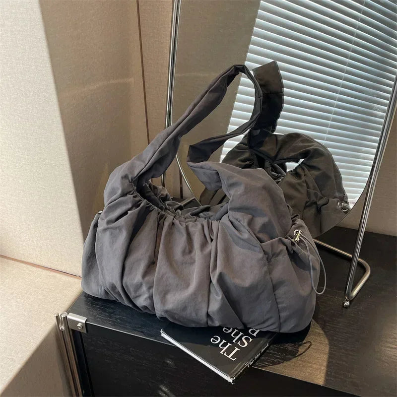 Nylon Cloth Bag Women Tote Bag Large Capacity Summer 2024 New All-Match Ins One-Shoulder College Student Class Bag Lady Handbag