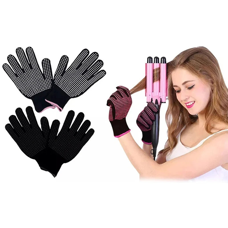 Double-sided Hair Straightener Perm Curling Hairdressing Heat Resistant Finger Glove Hair Salon Tools Thermal Styling Gloves