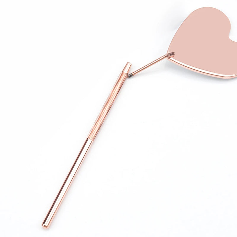 1pc False Eyelashes Mirror Connected To Eyelash Inspection Mirror Heart Shaped Long Handle Magnifying Cosmetic Tool