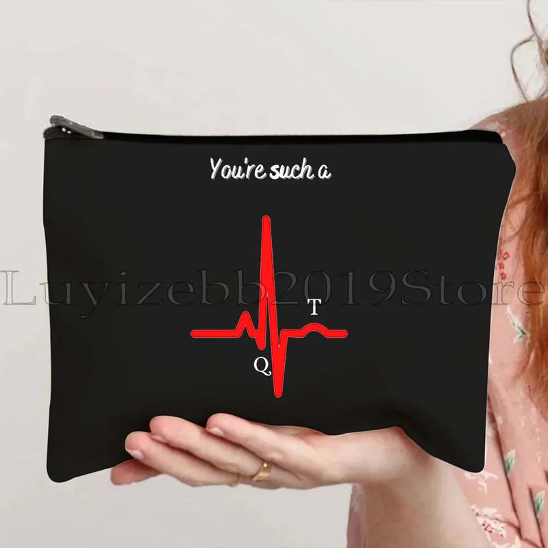 Anatomy Medical Nursing Student Nurse Doctor Flower Stethoscope Brain Canvas Cosmetic Makeup Toilet Bag Pencil Case Zipper Pouch